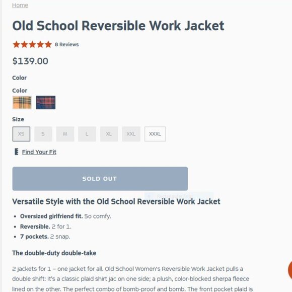 NWT Dovetail Workwear Reversible Work Jacket Flannel Sherpa Shacket - Picture 12 of 12